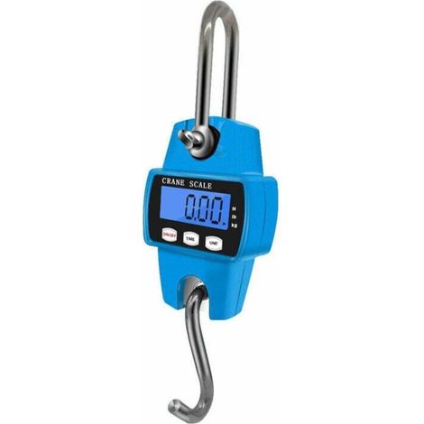 Mini-Hängewaage 300 kg mit digitaler LCD-Anzeige und Haken (blau) (1/4)