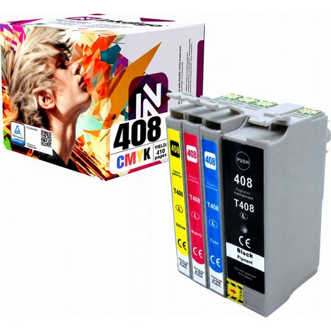 Tinta Inkdigo 408XL compatible con Epson WorkForce Pro WF-C4310DW con certificación TÜV. (1/5)