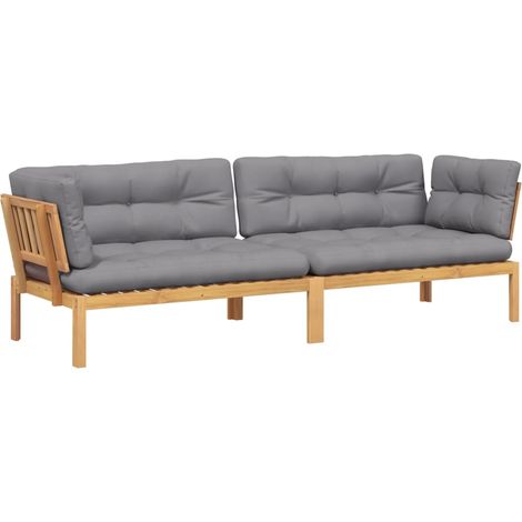 Maison Exclusive - Divani Angolari Pallet Giardino 2pz con Cuscini Massello Acacia (1/5)