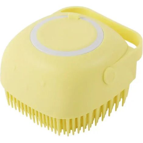 Salle de bain Chiot Grand Chien Chat Bain Massage Gants Brosse Doux Sécurité Silicone Pet Accessoires pour Chiens Chats Outils Mascotas Produits Carré Jaune (1/5)