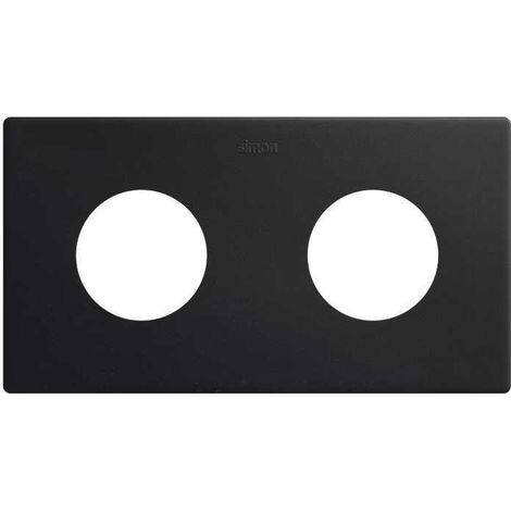 Marco 2 Elementos Estética Mínima para Base Enchufe Schuko CLEAN SIMON 270 27110620 Negro Mate (1/3)