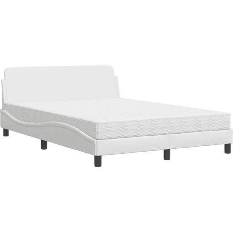 Maison Exclusive - Bett mit Matratze "Dover" Weiß 140x200 cm Kuns