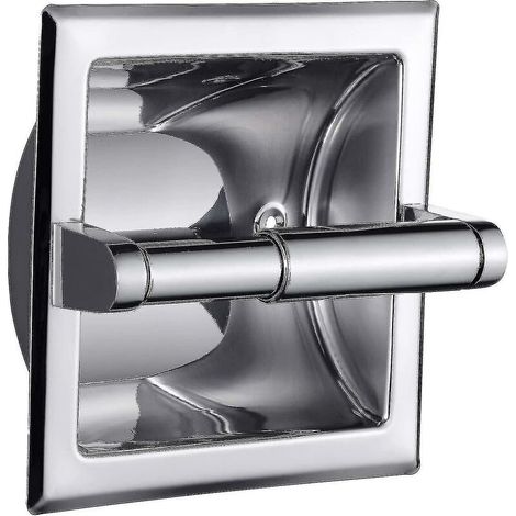 Polished Chrome Recessed Toilet Paper Holder , Bathroom Wall Mount Recessed Toilet Tissue Roll Paper Holder Include Rear Mounting Bracket (1/4)