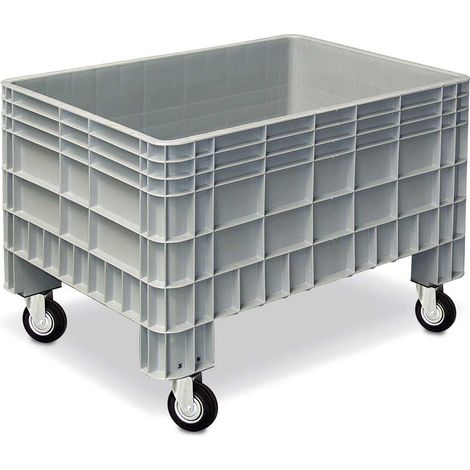 BRB Palettenbox mit Außenrippen und 4 Rollen, LxBxH 1170 x 800 x 800 mm, grau