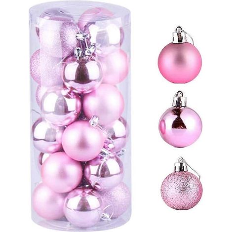 Boules de Noël - Ensemble de 24 boules roses pour une décoration de sapin époustouflante (1/5)