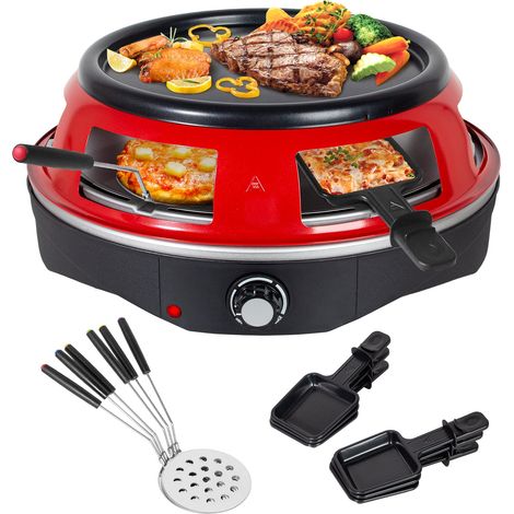 Todeco – Four à pizza électrique 3 en 1 1200W – Chauffage rapide jusqu'à 250℃ – Avec 6 pelles et moules à fromage – Pour 6 personnes (1/5)