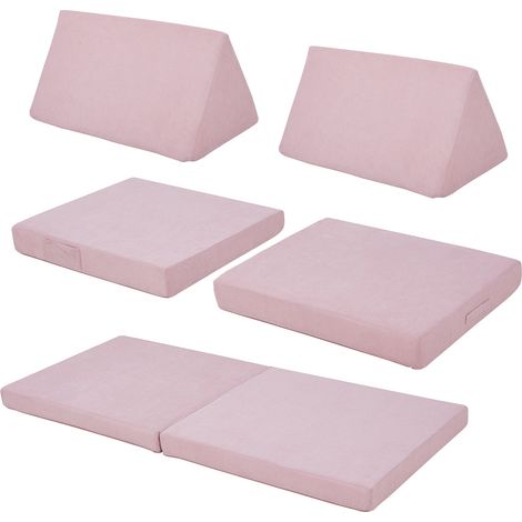Set divano e poltrona da gioco in velluto a coste 5 pezzi 150 x 66 x 46 cm rosa 030009148