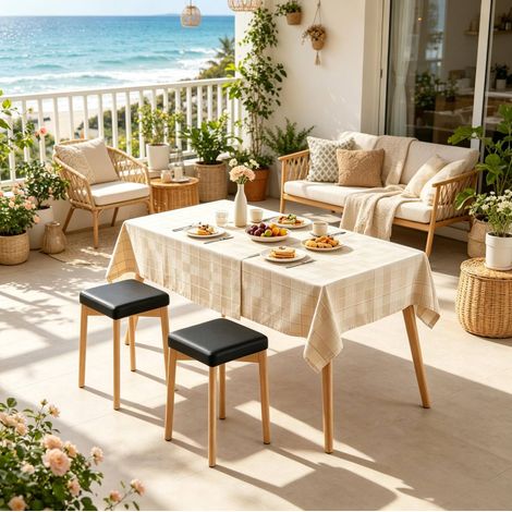 Chaise banc tabouret en hêtre, 2 pcs, noir HAVRYA (1/5)