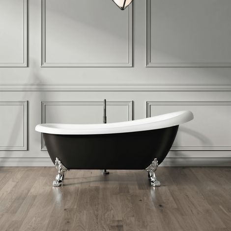 Bañera con patas RICHMOND NEGRA 171 cm patas LEÓN CROMADAS