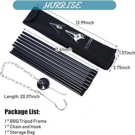 Trépied Barbecue - Cadre Pliable en Alliage d'Aluminium avec Chaîne Réglable et Crochet - Pour Camping et Pique-Nique - 1 Pièce (1/5)