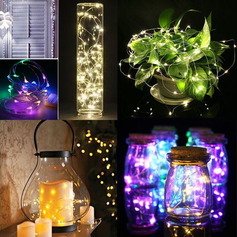 Guirlande lumineuse féérique étoilée de 2 m (6,6 pi) avec 20 LED, alimentée par piles, résistante à l'eau IP65, extra flexible et pliable, idéale pour les décorations de fêtes de fin d'année, Noël, Ha (1/3)