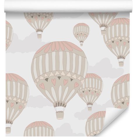 Papel pintado de globos en nubes para salón y dormitorio, 50x1000 cm. (1/5)