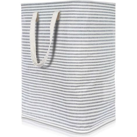 Cesto per biancheria sporca, 72 l, pieghevole, tessuto impermeabile con grande capacità, grigio, 40 x 30 x 60 cm, (1/5)