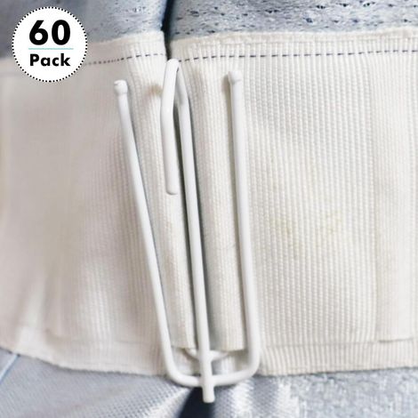60-teiliges Set Gardinenzubehör, Vierzackhaken, weißes Stoffband, Gardinenhaken, Zubehör, bemalter Stoff, Gabelhaken, Vierzackhaken (1/5)