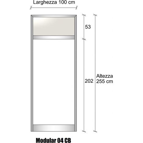 Modulo Continuativo Parete Divisoria in Alluminio Vetro Opale e Bachelite 1 Traversa Alta - H2550xL1000 mm - Colore Argento Ox ITALFROM (1/3)