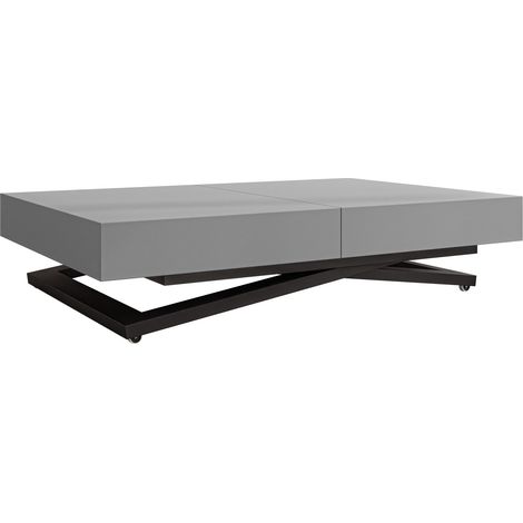 Mesa de centro convertible Oswego 171, Grafito, 27x80x120cm, Diámetro: 0, Aglomerado laminado, Angular