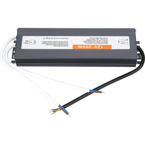 Alimentation LED électronique étanche professionnelle 200 W, AC 170-250 V (50/60 Hz), DC 12 V (1/5)