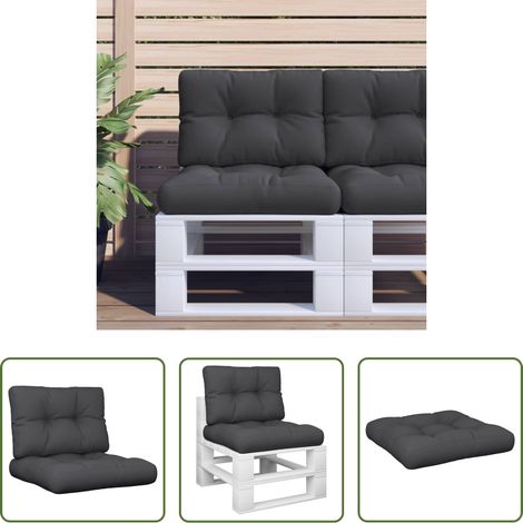vidaXL Coussin de canapé - Coussins de palette lot de 2 noir tissu (1/5)