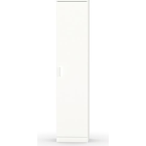 Pegane – Armoire de rangement blanc 180x40x35 cm – Panneaux de particules haute densité – Porte adaptable – 2 étagères réglables