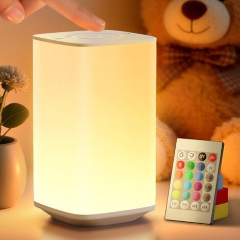 BARKBUSTERS Lampe de Chevet Tactile, Veilleuse Bébé LED avec 256 Couleurs RVB Réglables, Lampe de Nuit avec Minuteur, Rechargeable USB 4000mAh pour Enfant, Crée Ambiance, Chambre Salon Camping (1/4)