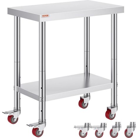 Mobilité et Rangement Pratique Table de Cuisine Inox 76x46 cm Charge 150 kg Restaurant et Cafétéria (1/5)