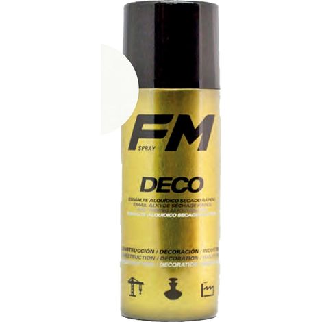 Bombe de peinture aérosol 400ml satin RAL 9010 – Résistante aux intempéries – Pour intérieur et extérieur – Application précise – Fm Spray - RAL9010