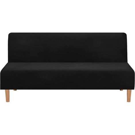 Housses de canapé Housse de canapé convertible sans accoudoirs, en velours extensible, épaisse, douce, confortable, pour canapé-lit, canapé lit pliable (velours épais Noir) (1/5)