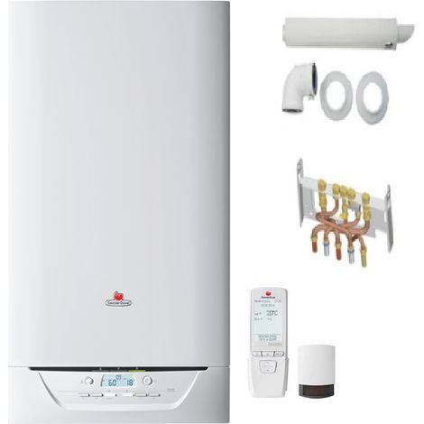 Saunier Duval – Chaudière gaz à condensation murale Isomax Condens F30 30 kW – Ventouse et thermostat inclus – Économie d'énergie et confort optimal
