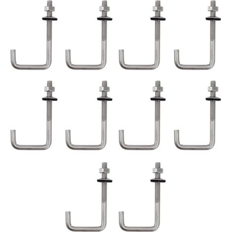(10 pezzi) Bullone di ancoraggio per tetto in acciaio inossidabile 304 M6x25x100mm, gancio a J, gancio a parete, ganci per asta lunga con dado esagonale, vite di ancoraggio per calcestruzzo (1/4)