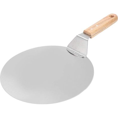 Palette à Pizza, Pelle à Pizza Ronde en Métal de 10 Pouces en Acier Inoxydable, Spatule à Pizza avec Manche en Bois pour la Cuisson de Pizzas et de Pain Maison