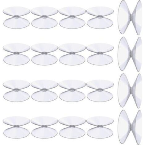 Ventouses Double Face, 20 Pièces 3 cm Ventouses Transparentes, Extra Fortes PVC Plastique Suspension Rideau Isolant Ventouse pour Miroir De Table En Verre, Miroir de fenêtre de salle