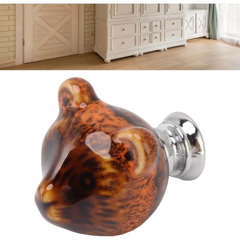 Tirador decorativo de cerámica naranja con forma de oso, aleación de zinc, 6 piezas, para cómoda/dormitorio. (1/5)
