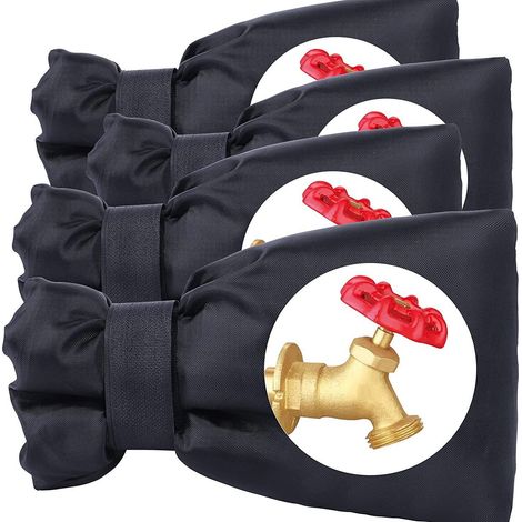 Ensemble de protection hivernale pour robinets extérieurs en 4 pièces, capuchons de robinet étanches, protections antigel, convenant aux robinets de jardin et aux robinets de cuisine intérieurs et ext (1/5)