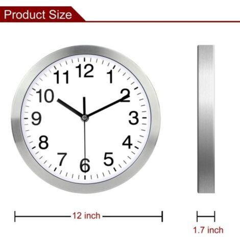Horloge murale silencieuse à quartz moderne avec secondes rampantes sans tic-tac 12 pouces (1/5)