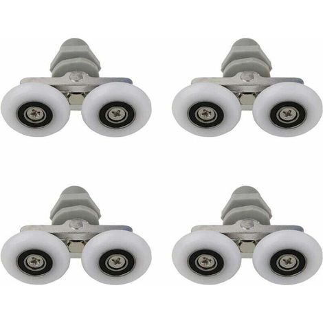 Lot de 4 roulettes doubles de 25 mm pour porte de douche coulissante, pièces de rechange pour salle de bain.
