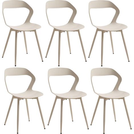 6er Set Esszimmerstühle Khaki mit Metallbeinen, Hohlrücken-Design (1/5)