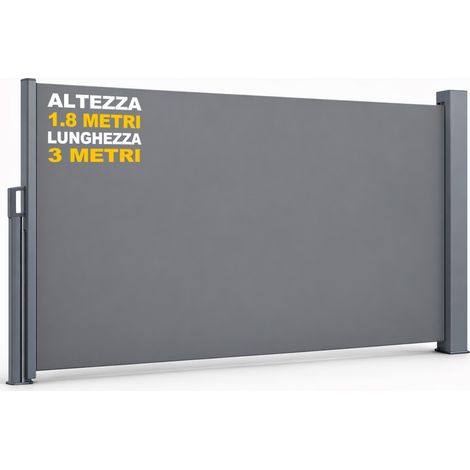 Tenda Sole Laterale Retrattile 1.8x3 Metri Telo Frangivista Avvolgibile Grigio (1/5)