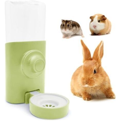 Distributeur Eau Lapin,Distributeur Eau Petits Animaux,600ML Suspendue Abreuvoir Automatique Anti-Goutte Biberon Cochon d'Inde Hamster Chinchilla Hérisson Furet et Animaux Accessoires(Vert) (1/4)