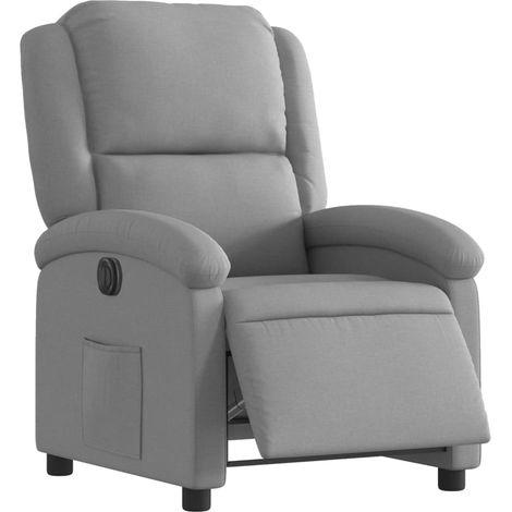 Poltrona relax porta TV con comodissima funzione reclinabile elettrica in tessuto grigio chiaro DEC028306
