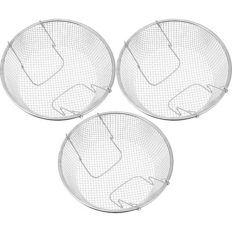 Ensemble de 3 paniers à friture ronds en acier inoxydable avec (1/5)