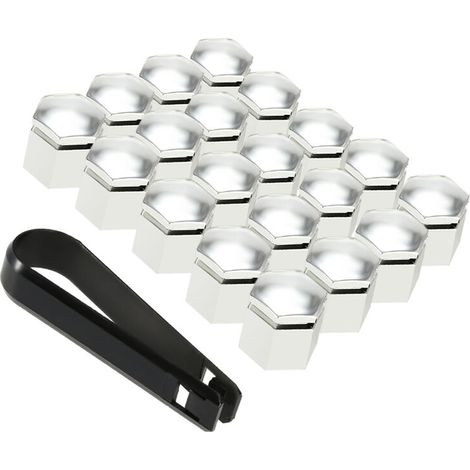 20 Pieces 19 Mm Argent Chrome Voiture Ecrou De Roue Capuchons Boulon Couvercle Adapte Pour Vauxhall Opel, Argent - (1/5)