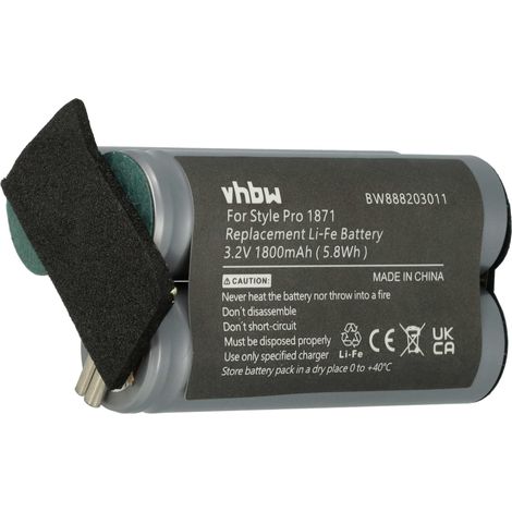 vhbw Battery compatible with Moser Chrom Style Pro 1871 Electric Hair Trimmer (1800 mAh, 3.2 V, LiFePO4)