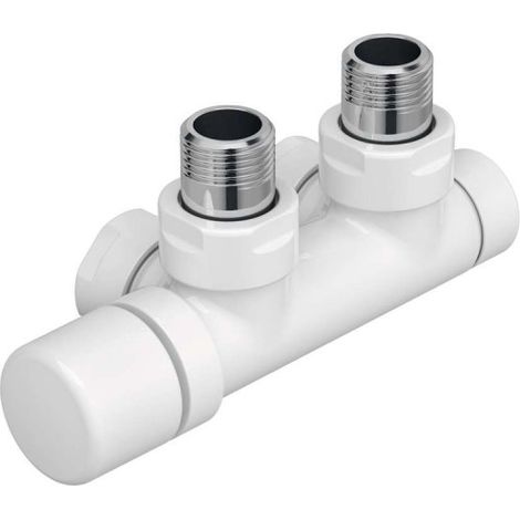 Acova – Kit Q BLANC robinetterie thermostatisable H coude chromé – Filetage 1/2'' – Pour installation monotube/bitube – 991601 (1/2)
