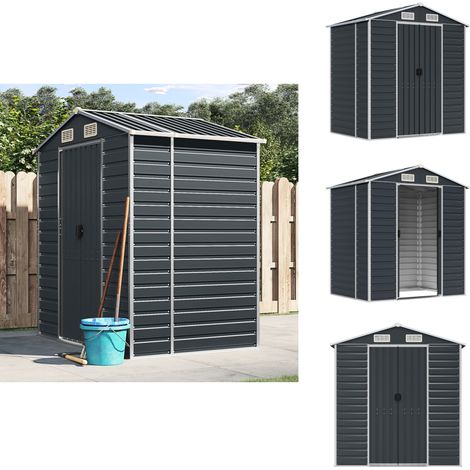 Abri de jardin anthracite 191x130x198 cm acier galvanisé - Abri De Jardin - Abri Métallique - Rangement Extérieur - Stockage Jardin - Outillage (1/5)