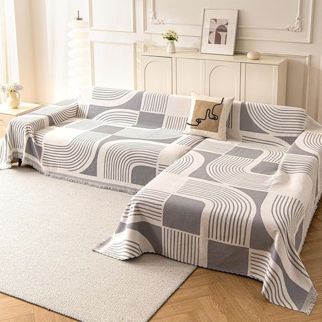 Corner Sofa Cover, 2 Pieces, 180 x 300cm + 180 x 260 cm, Grey  Chenille, Non-Slip and Stain-Resistant Corner Sofa Cover, Soft, Sofa Cover for Modular Sofa L (1/5)