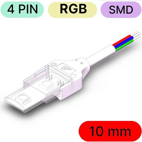 Connettore Impermeabile per LED RGB SMD a 4 pin da Striscia ad Alimentazione  10mm