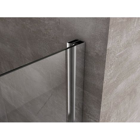 Giorgy – Porte de douche 6 mm avec petit mur et porte à battant – Verre trempé Easyclean – Largeur 117-120 cm – Installation en niche