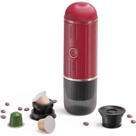 Cafetière électrique portable compatible avec les dosettes NS et le café moulu, 19 bars, 100 W, chauffe sans fil, idéale pour les voyages, le camping, le bureau et la maison. (1/3)
