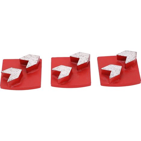 Lot de 3 patins de meulage diamantés à queue d'aronde pour béton, abrasifs, 2 dents en forme de flèche, rouges, n° 30 (1/5)