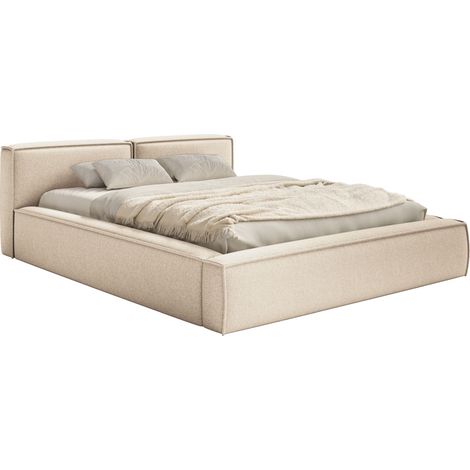 Selsey Tilves Slim – Polsterbett 180x200 mit Bettkasten und Lattenrost, Chenille, hellbeige